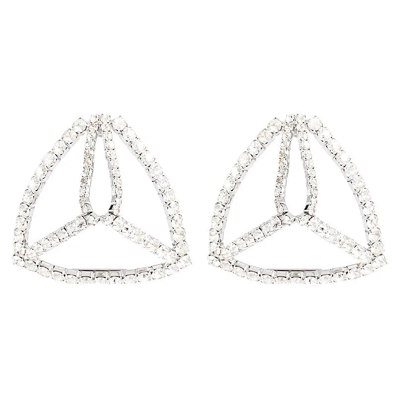 Rhinestone Triangle Dangle Earrings