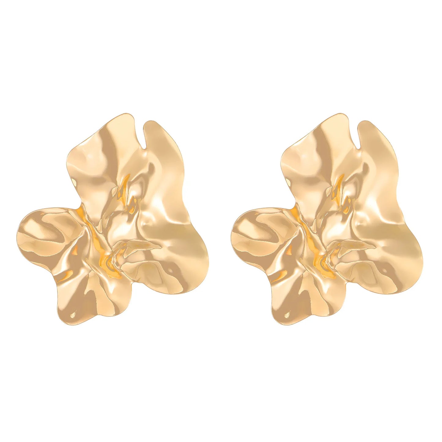 Large Statement Flower Metal Irregular Stud Earrings
