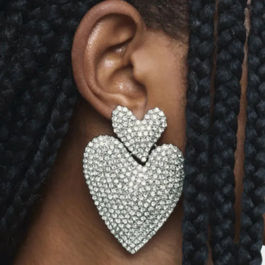 Rhinestone Heart Earrings