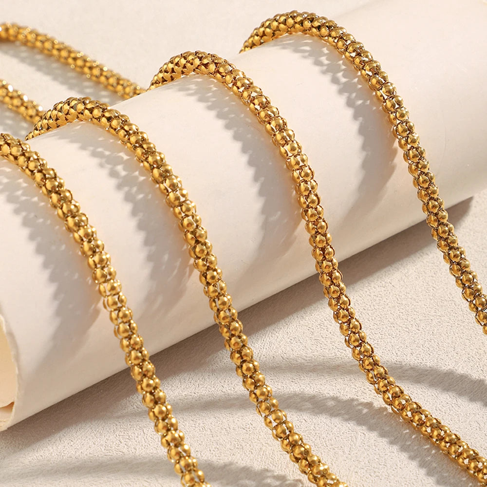 18K Gold Plated Stainless Steel Cord Lace Up Necklace