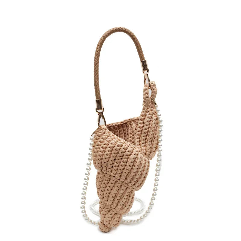 Conch Shell Knit Crochet Crossbody Shoulder Bag