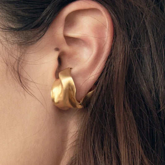 Organic Shape Texture C-shaped Ear Cuff Clip Earrings