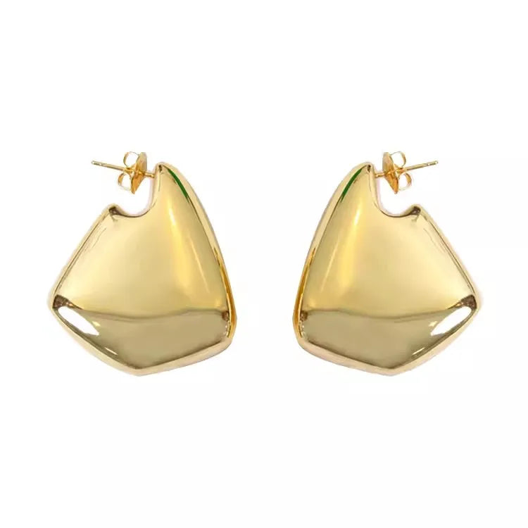 Bottega Style Gold Plated Stainless Steel Chunky Geometric Earrings