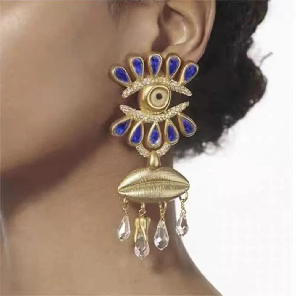 Baroque Style Eyes Design Dangle Earrings