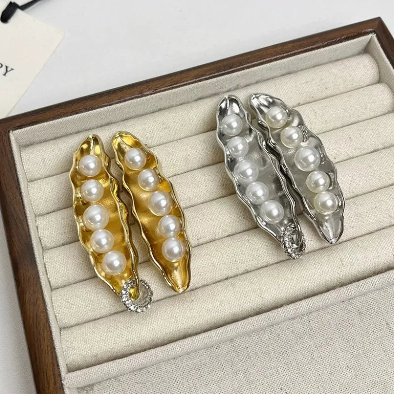 Statement Bean Pearl Earrings