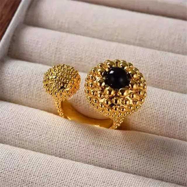 Square Resin Opening Ring Gold Plated