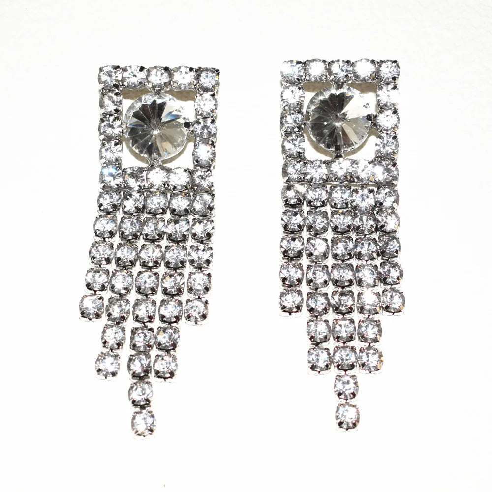 Tassel Crystal Chain Dangle Earrings