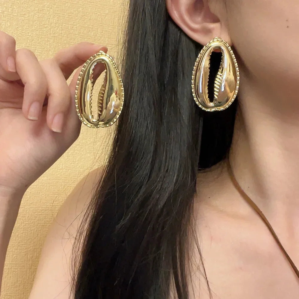 Gold Plated Shell Earrings