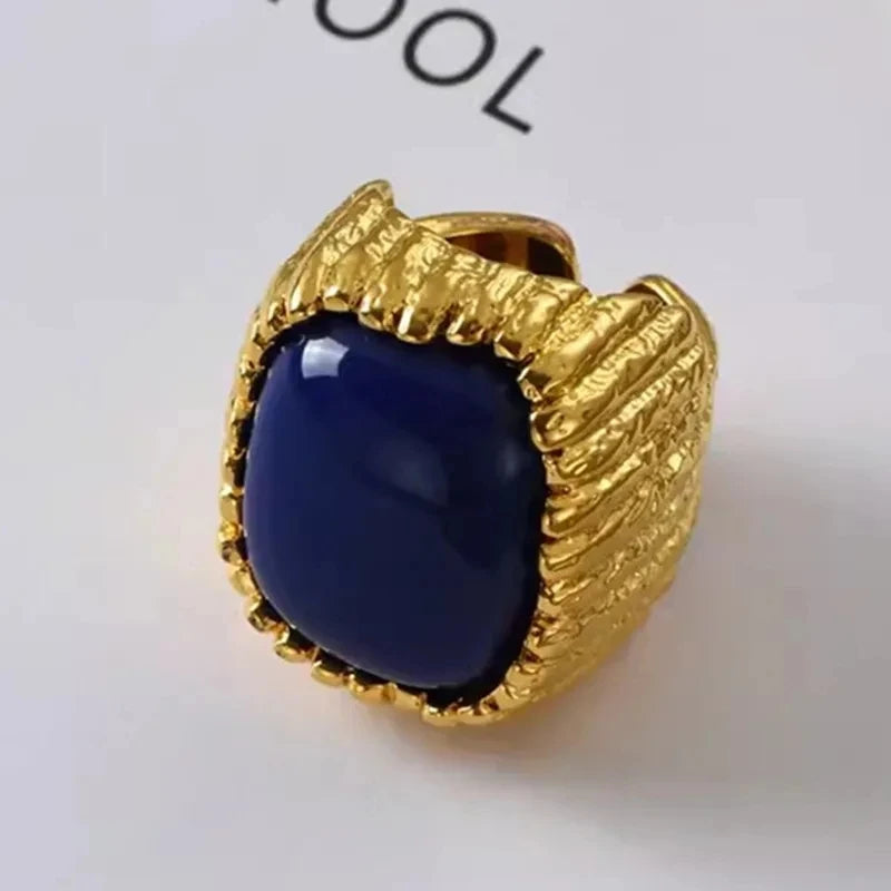 Square Resin Opening Ring Gold Plated