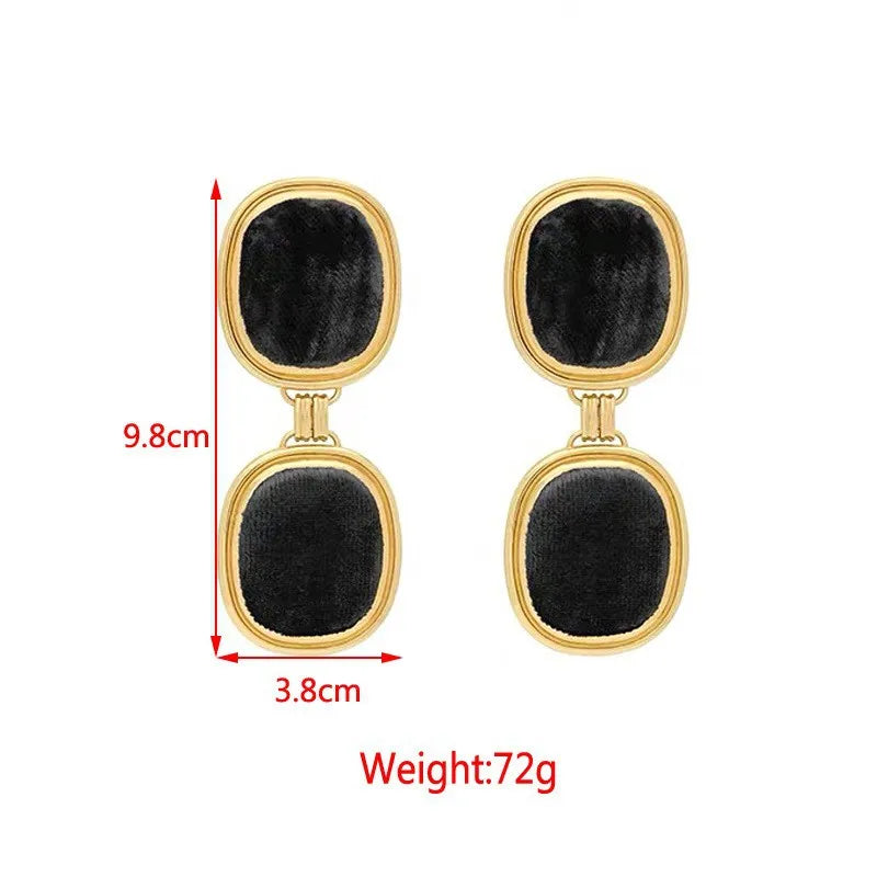 Retro Statement Metal Double Square Earrings