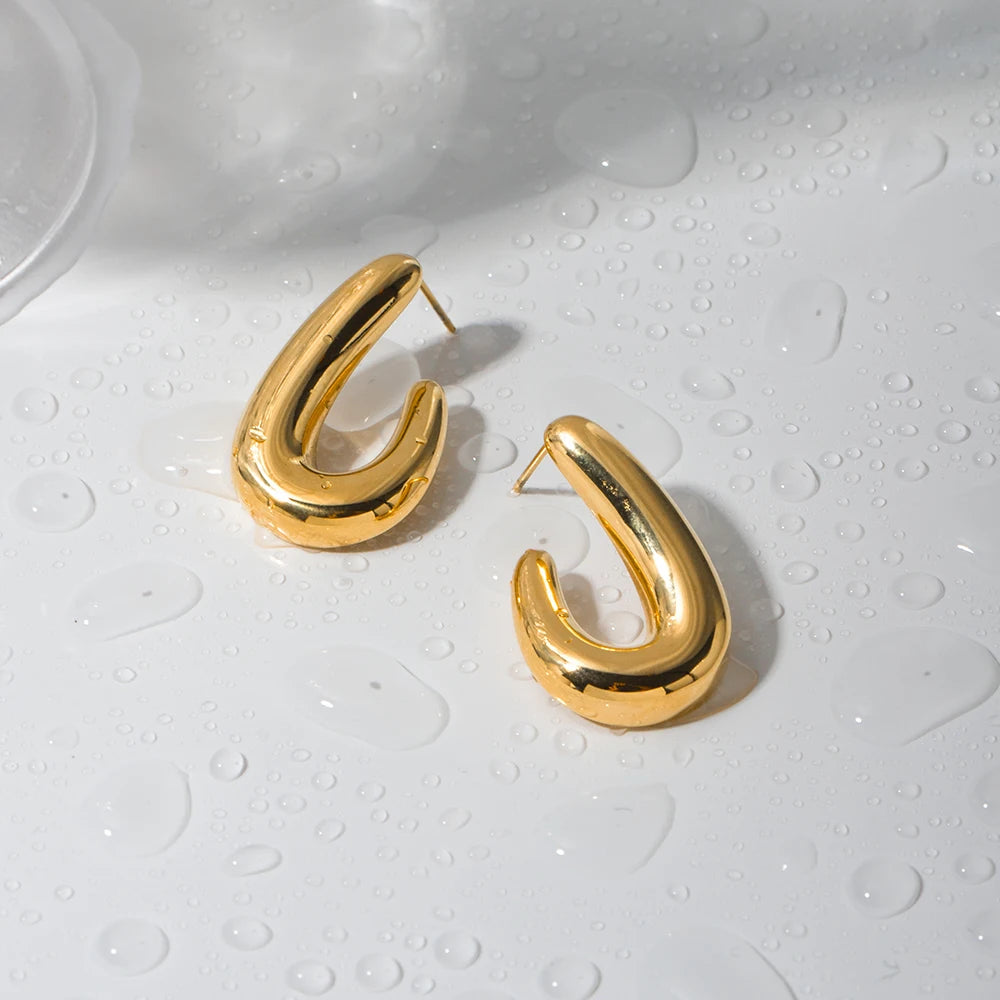 Organic Shape Geometric 18K Gold Plated Earring Stainless Steel