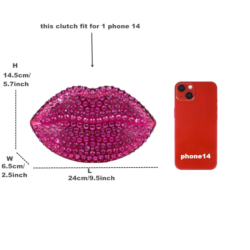 lip shape clutch bag Rhinestones clear Acrylic luxury wedding evening party lips purse