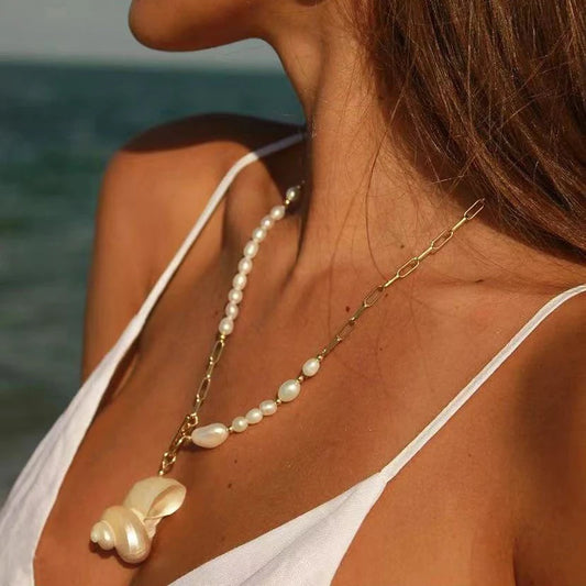 Conch & Pearl Handmade Necklace