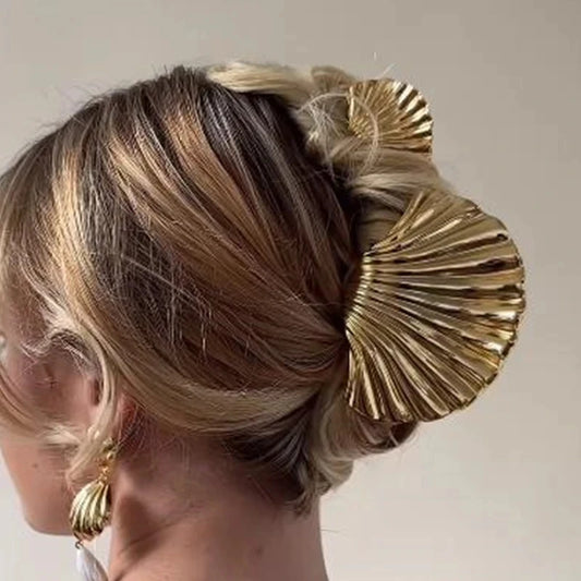 Stainless Steel Gold Plated Shell Hair Clip