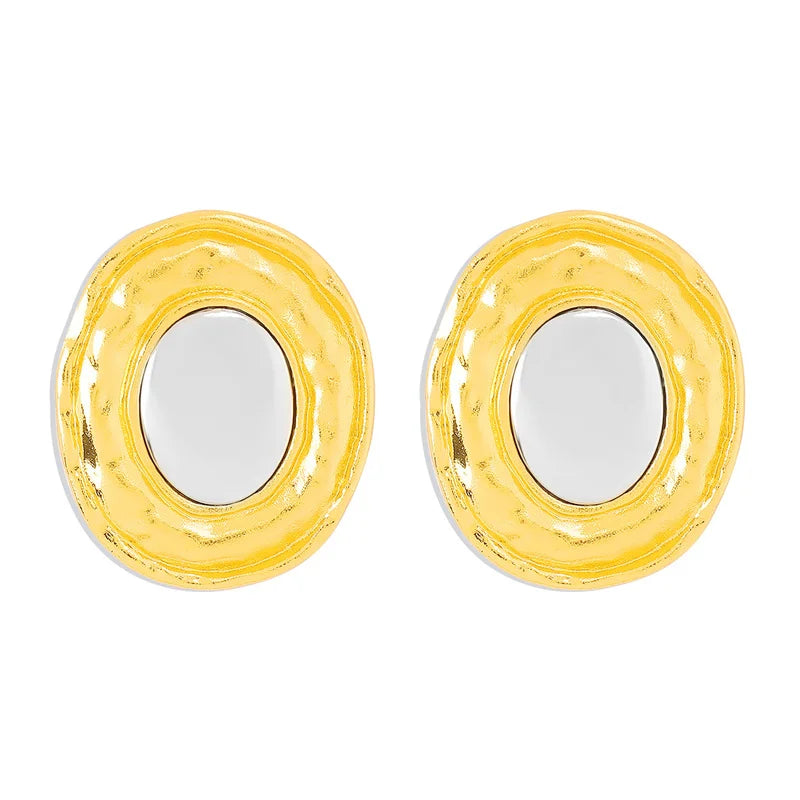 Contrast Round Large Earrings