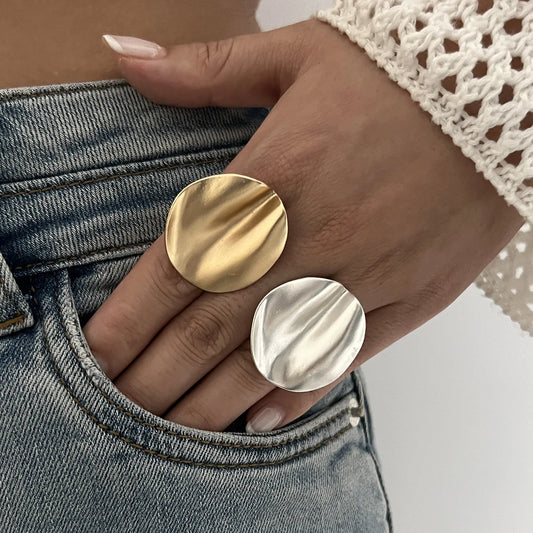 Statement Chunky Geometric Wide Open Adjustable Rings