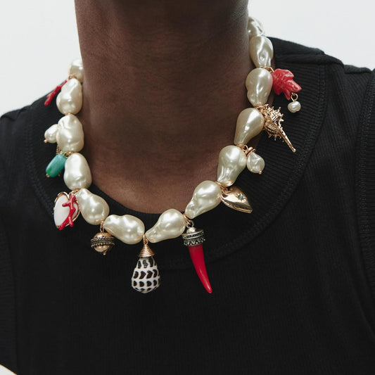 Baroque Pearl Charm Necklace