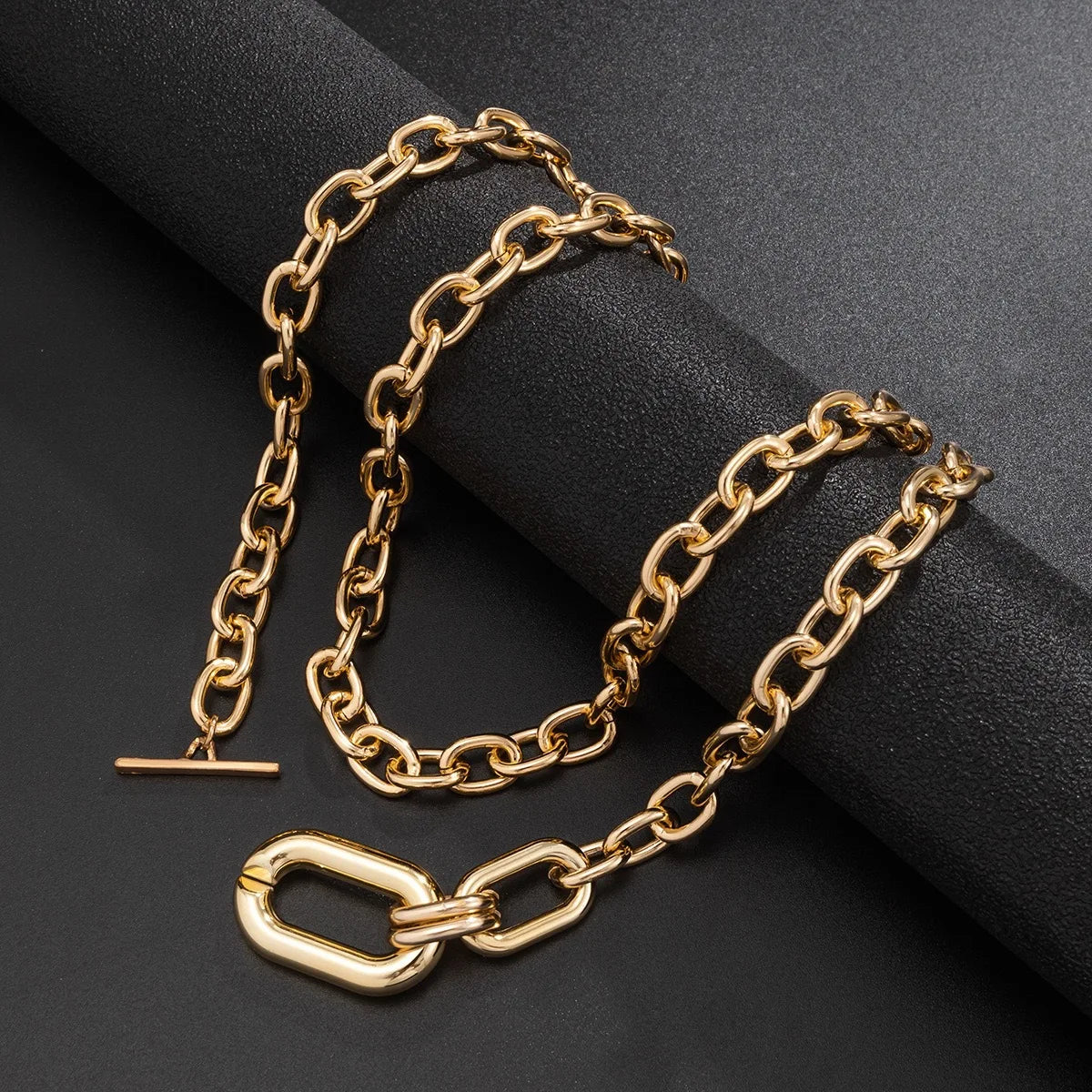 Gold Stainless Steel Chunky Chain Necklace