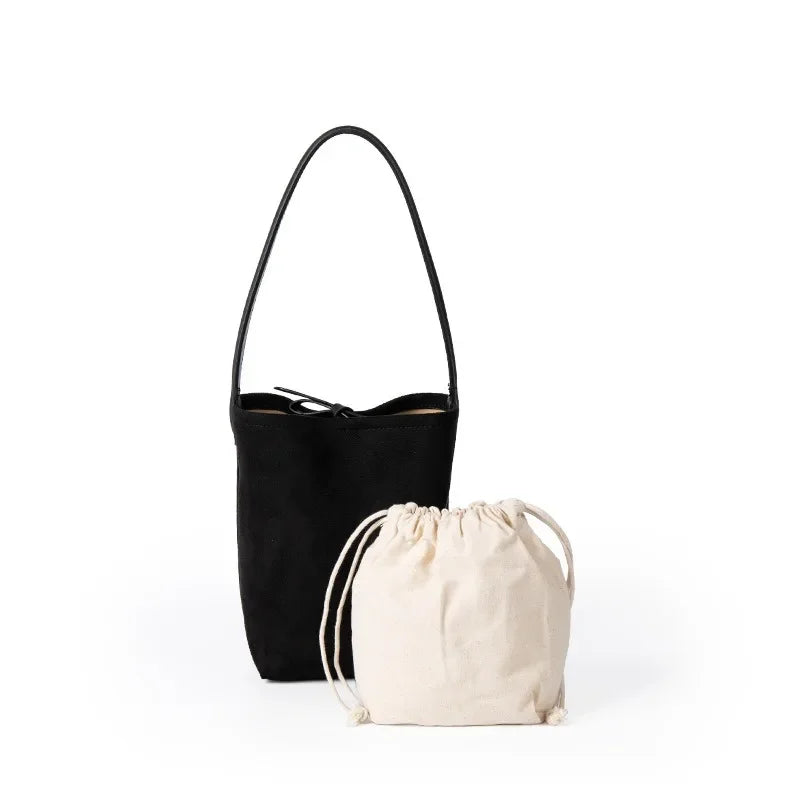 Suede Leather Bucket Bag