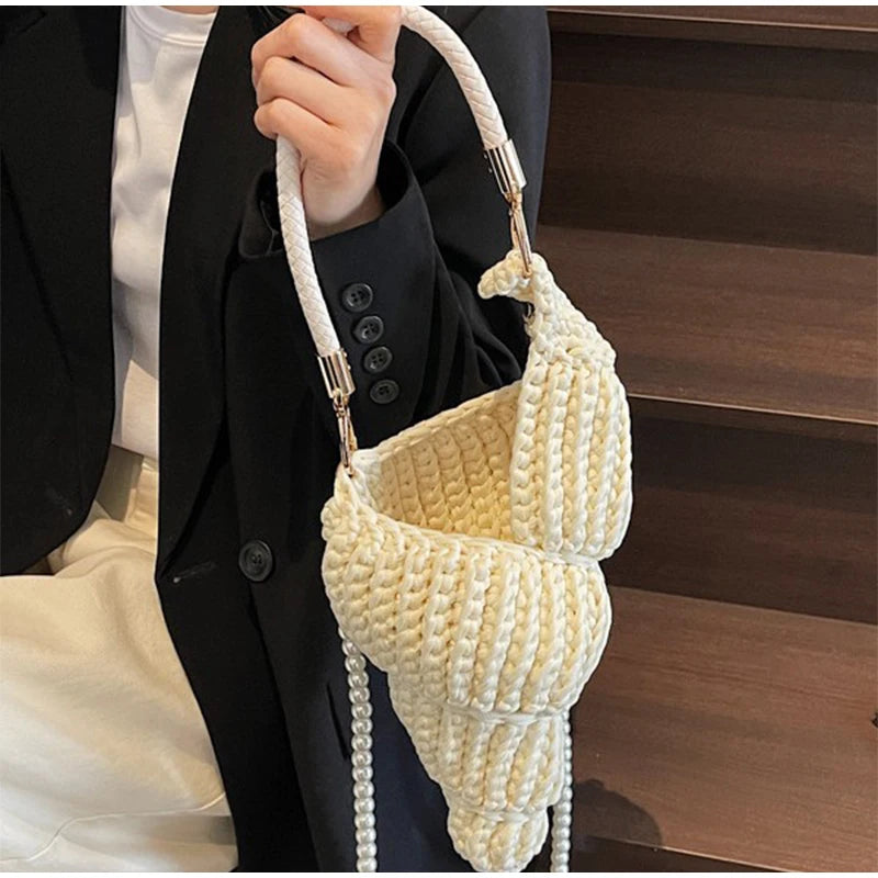 Conch Shell Knit Crochet Crossbody Shoulder Bag