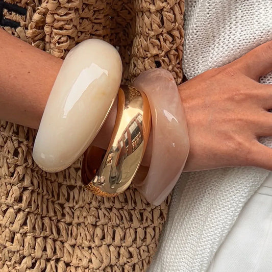 Statement Thick Resin Acrylic & Metal Bangles Bracelets