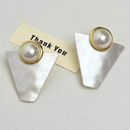 Unique Retro Geometric Triangle Studs Earrings