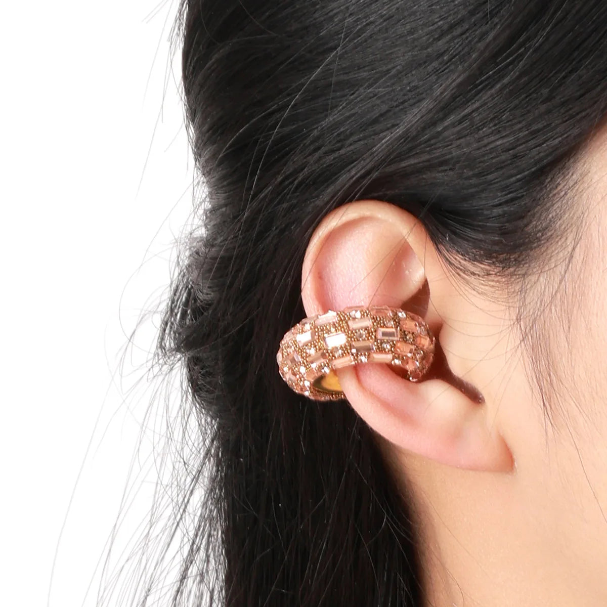Colorful Zircon Crystal Rhinestone Ear Cuff Clips Earrings