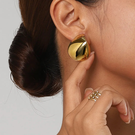 Geometric Glossy 18k Gold Plated Earrings