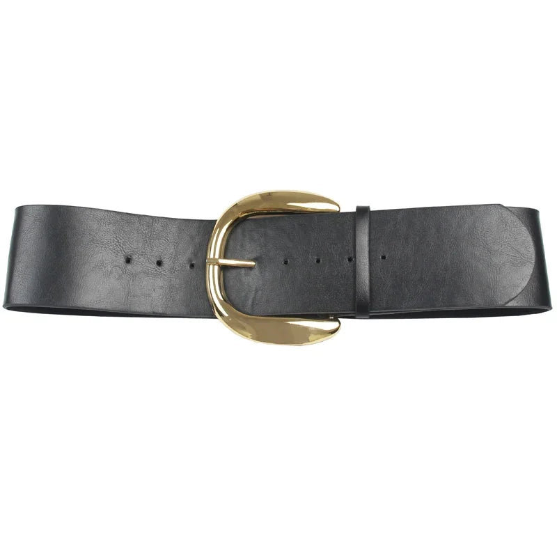 Wide Metal Buckle Waist Belt