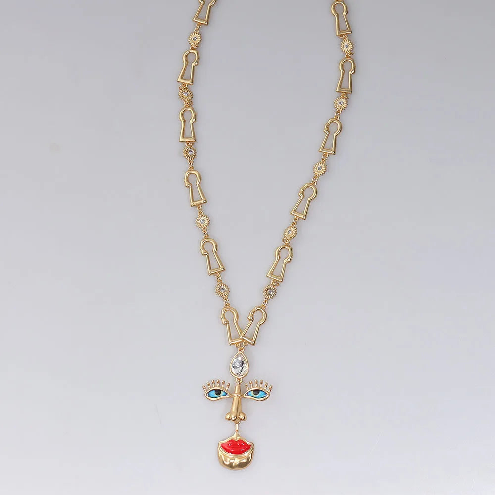 Baroque Schiaparelli Surrealist Style Face Necklace