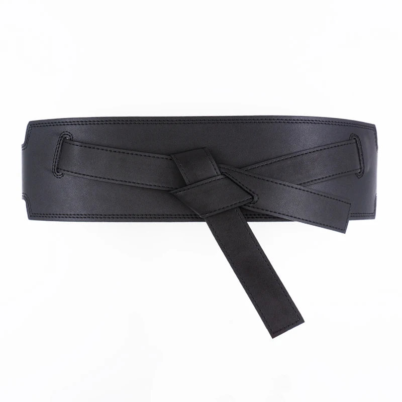 Bow Soft cowhide waist leather wide belt