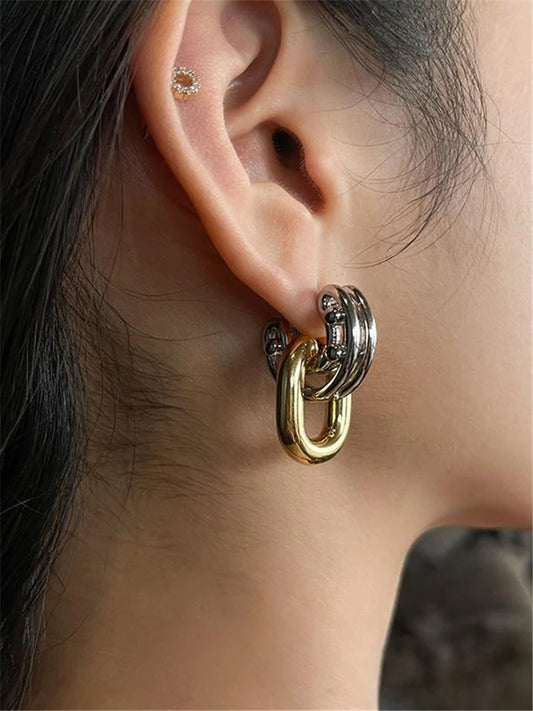 Double Hoop Contrast Earrings