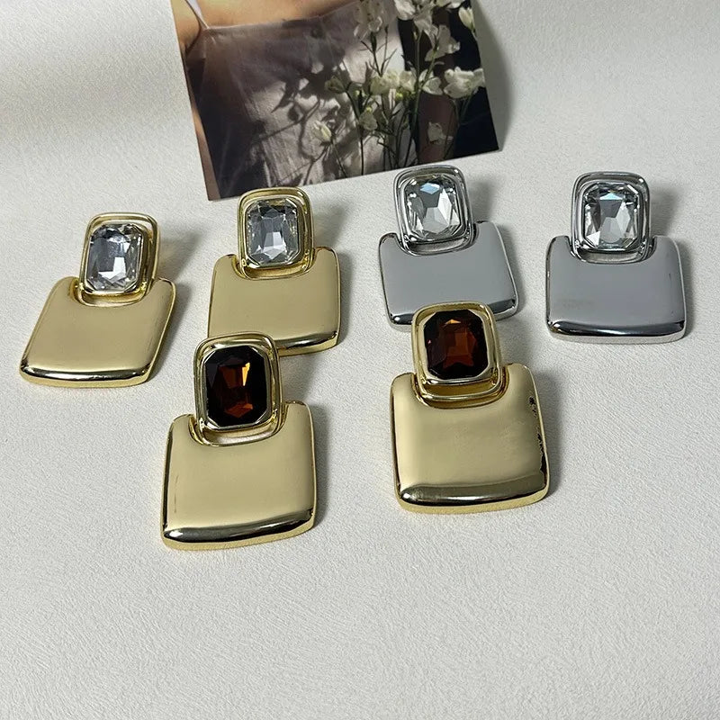 Square Gemstone Earrings