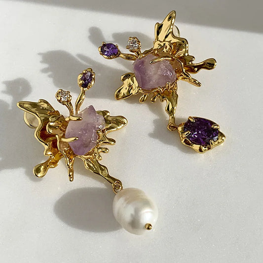Baroque Stone Pearl Earrings