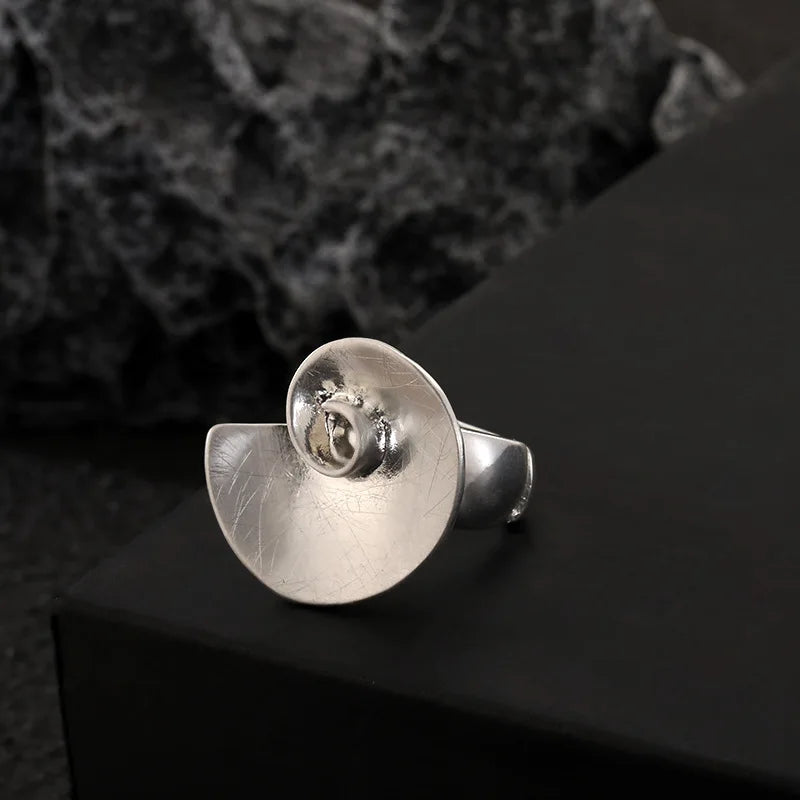 Brushed Adjustable Round Shape Ring