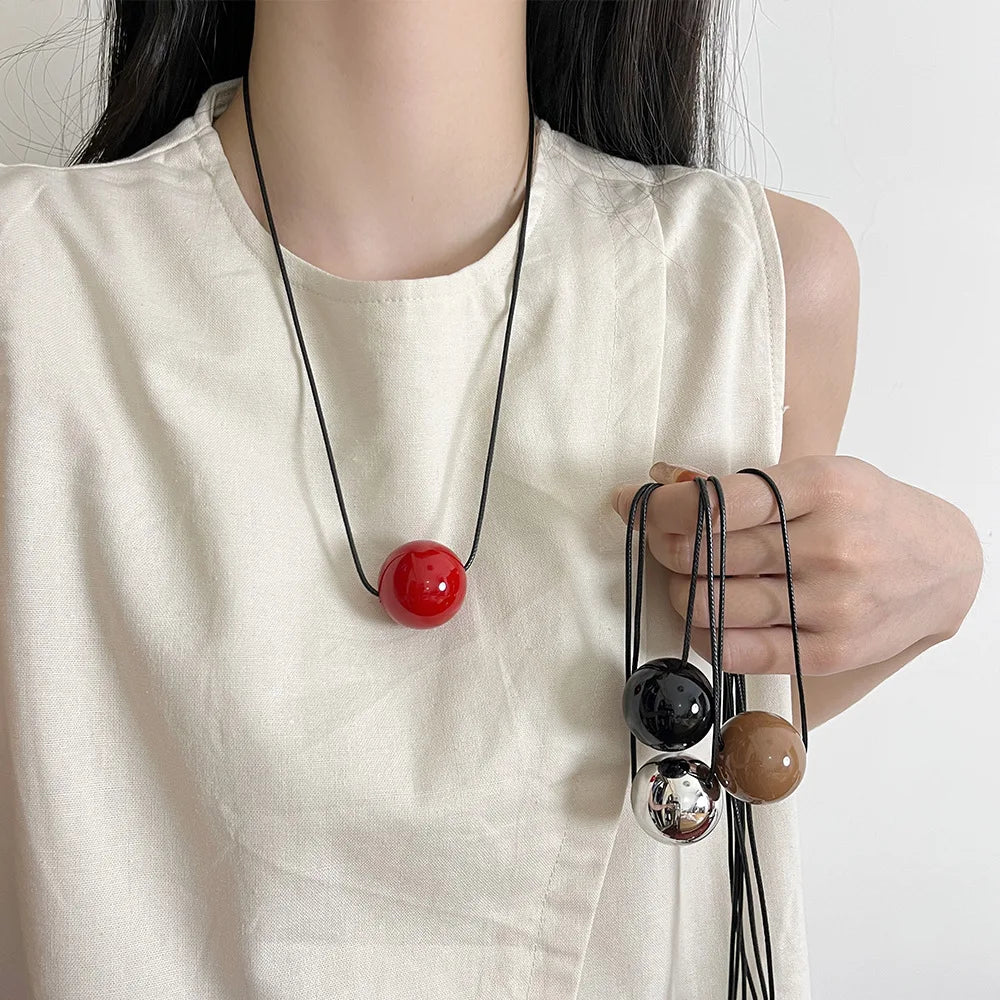 Minimalist Metal Geometric Ball Pendant Necklace