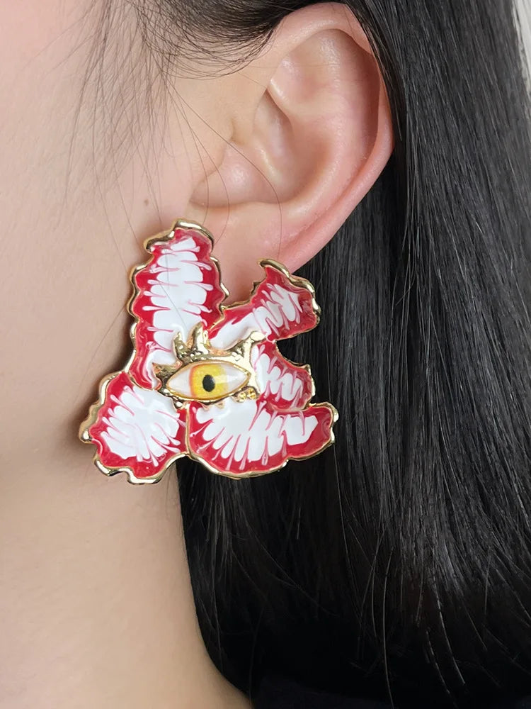 Statement Contrasting Colors Flower Earrings