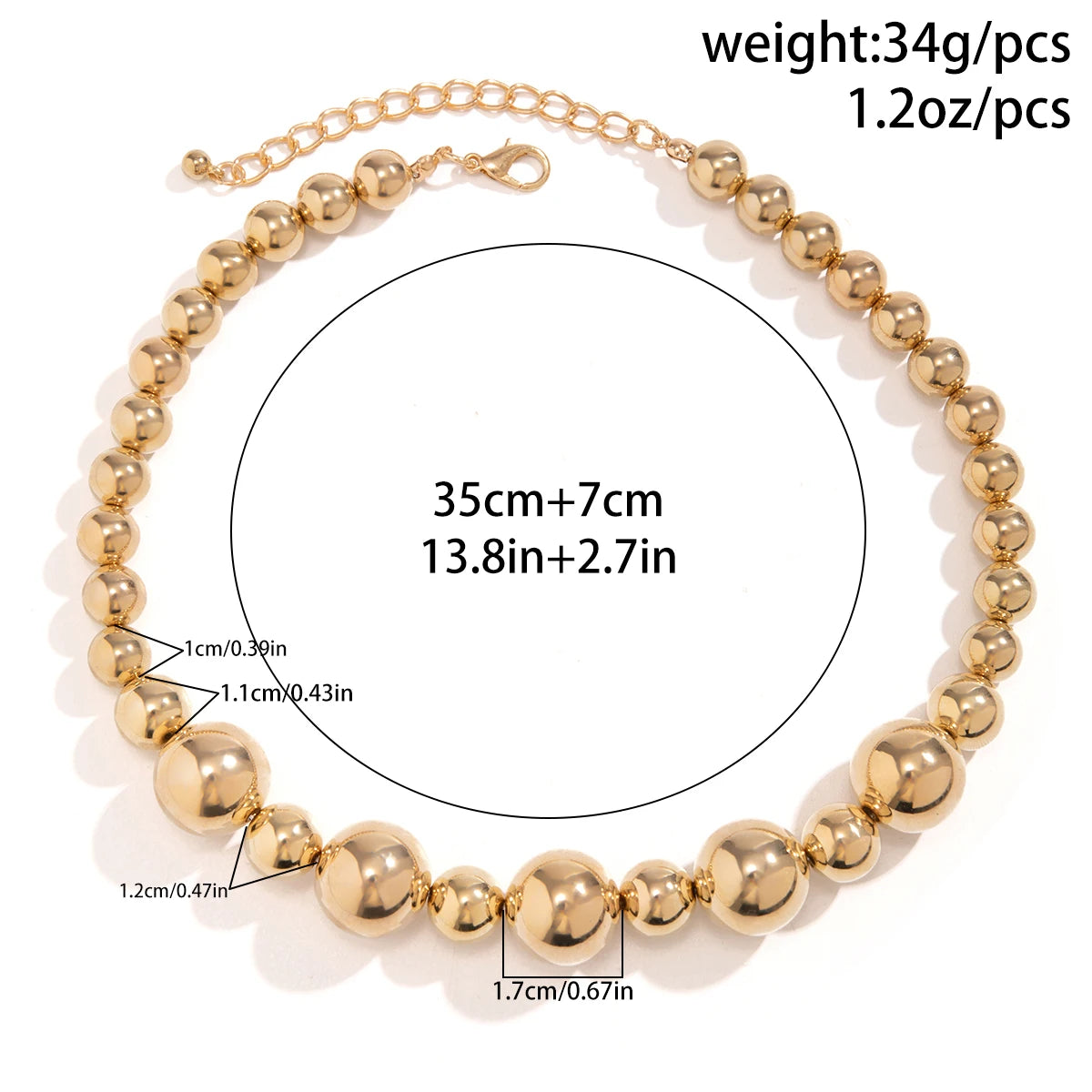 Statement Gold Beads Chain Necklace