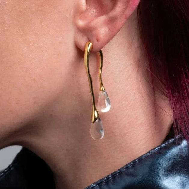 Double Teardrop Dangle Earrings