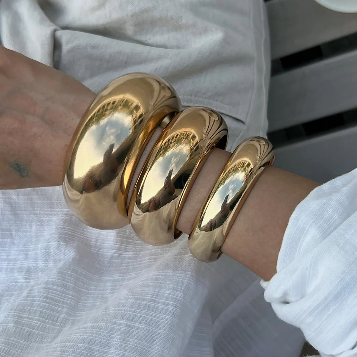 Statement Metal Wide Bangle. Bracelets