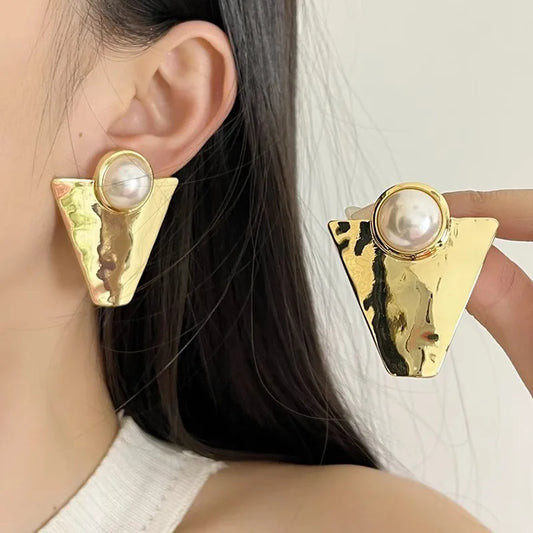 Unique Retro Geometric Triangle Studs Earrings