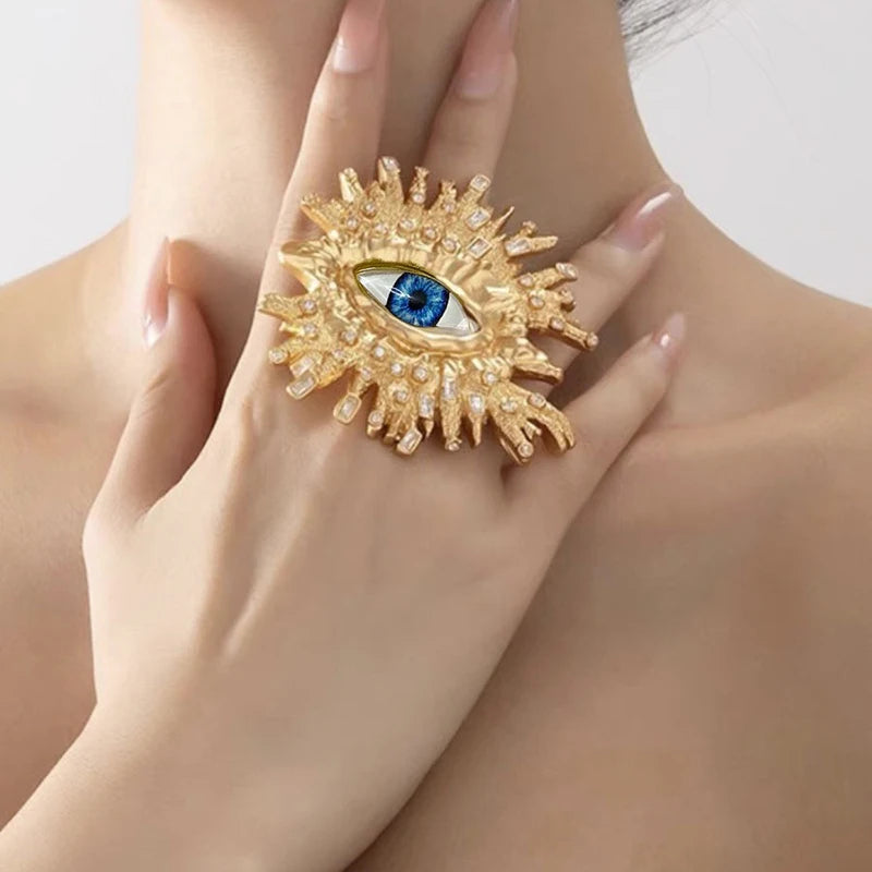 Baroque Surrealist Sunburst Eyes Brooch