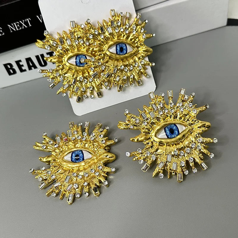 Baroque Surrealist Sunburst Eyes Brooch