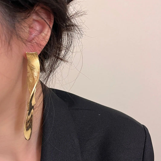 Unique Irregular Twisted Long Hanging Earrings