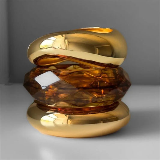 Resin Acrylic & Metal Chunky Bangles Bracelets