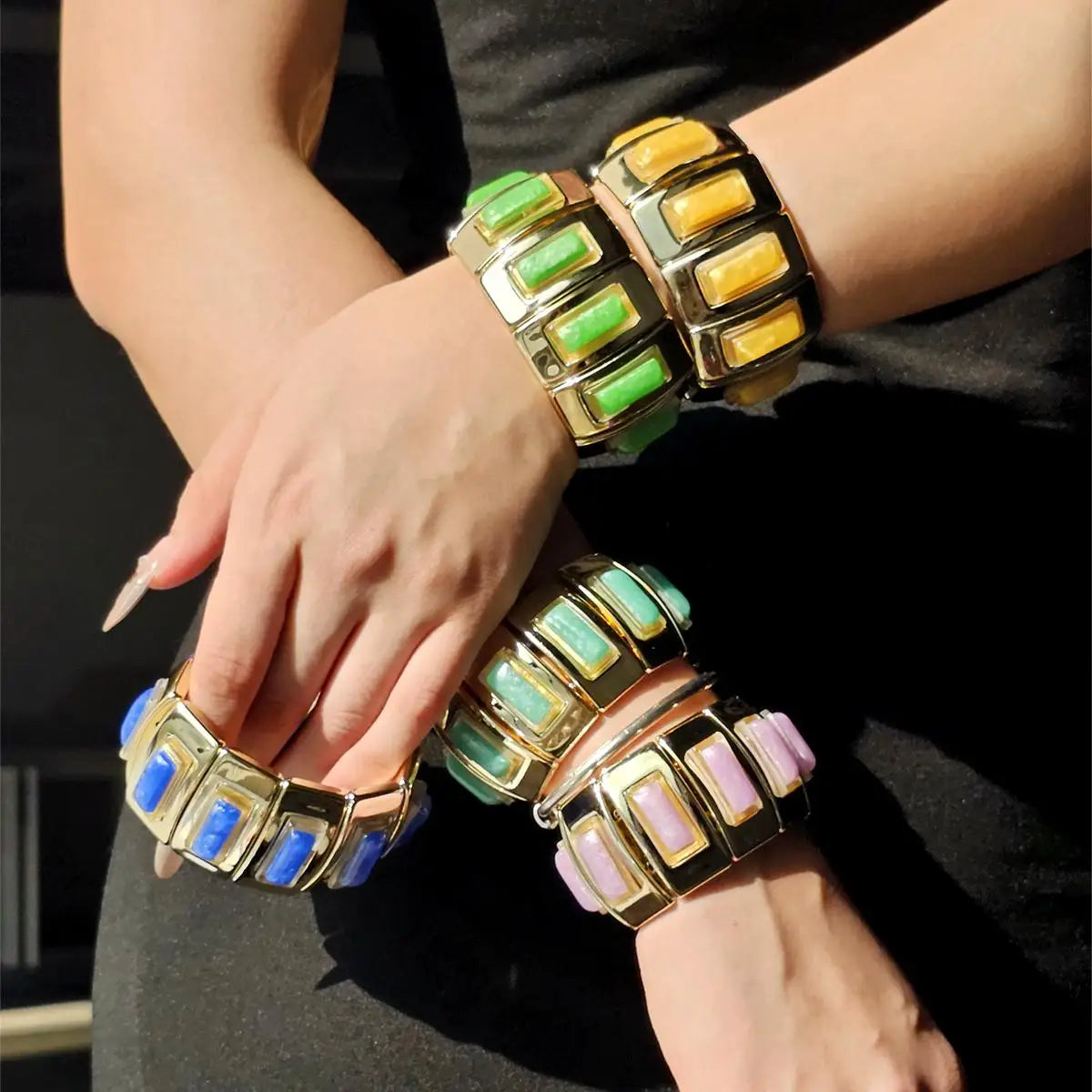 Resin Contrast Color Adjustable Bracelet