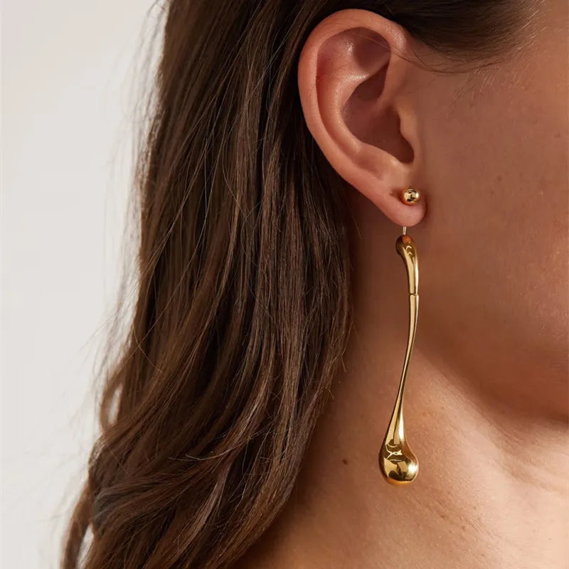 Minimalist Slender Water Droplet Shaped Earrings