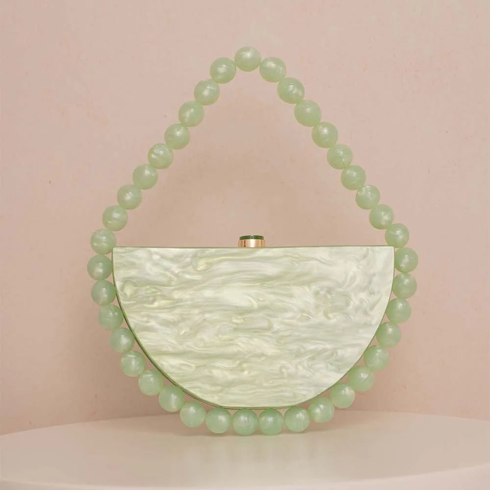 Half Moon Resin & Acrylic Beaded Handbag