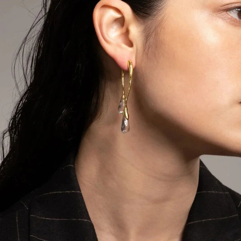 Double Teardrop Dangle Earrings
