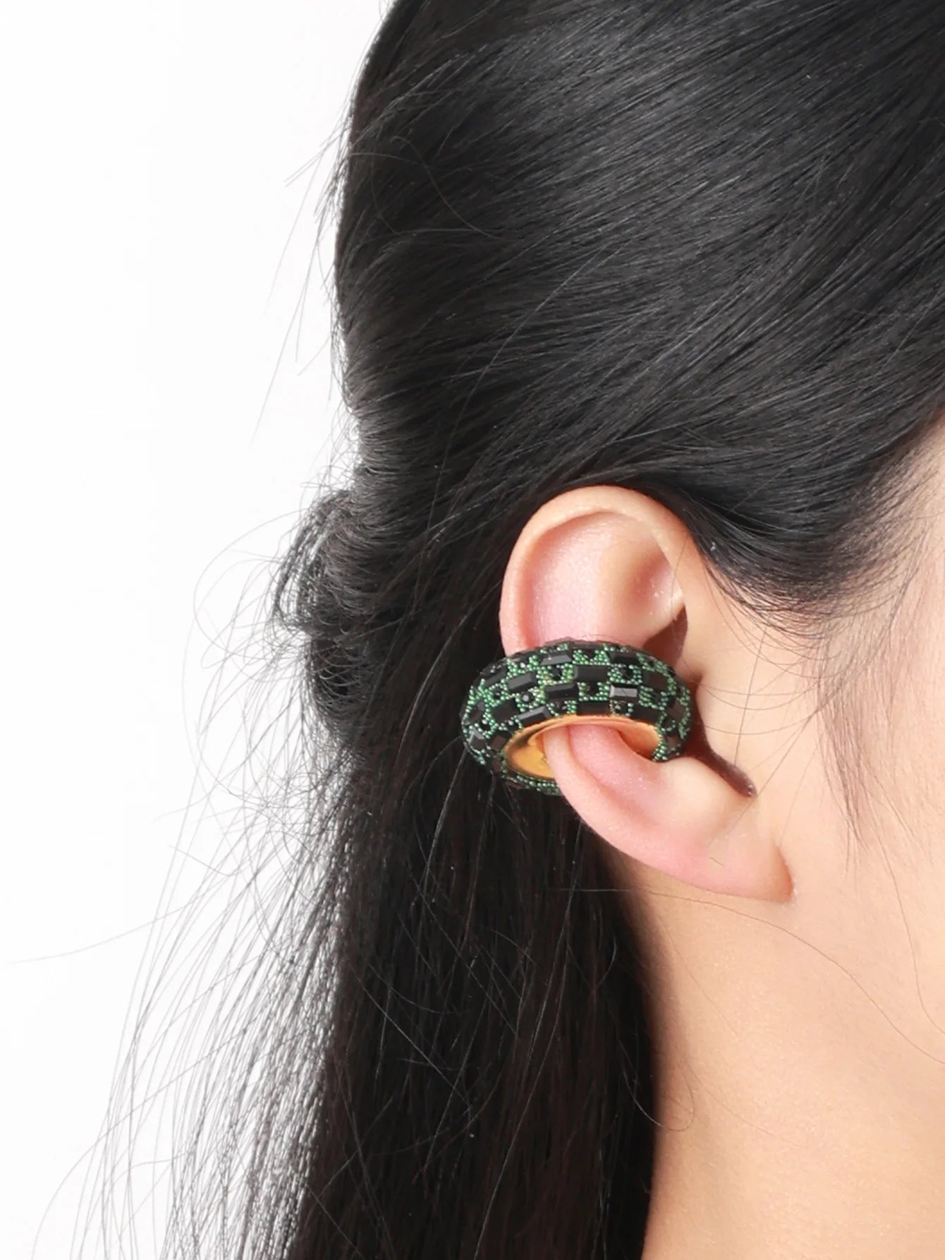 Colorful Zircon Crystal Rhinestone Ear Cuff Clips Earrings